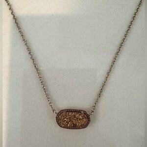 Kendra Scott Elisa Necklace Copper Rose Gold Drusy Pendant Gold Chain